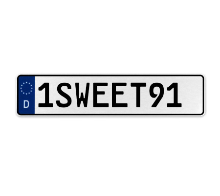 1SWEET91  - White Aluminum Street Sign Mancave Euro Plate Name Door Sign Wall