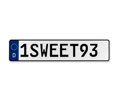 1SWEET93  - White Aluminum Street Sign Mancave Euro Plate Name Door Sign Wall