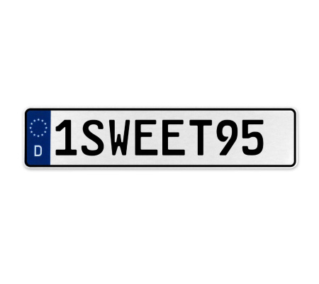 1SWEET95  - White Aluminum Street Sign Mancave Euro Plate Name Door Sign Wall