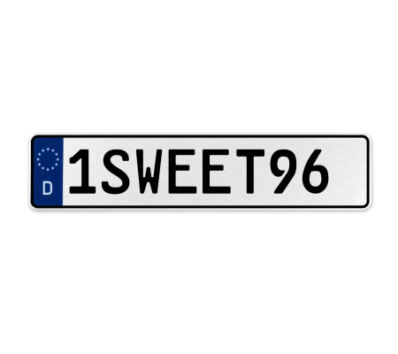 1SWEET96  - White Aluminum Street Sign Mancave Euro Plate Name Door Sign Wall