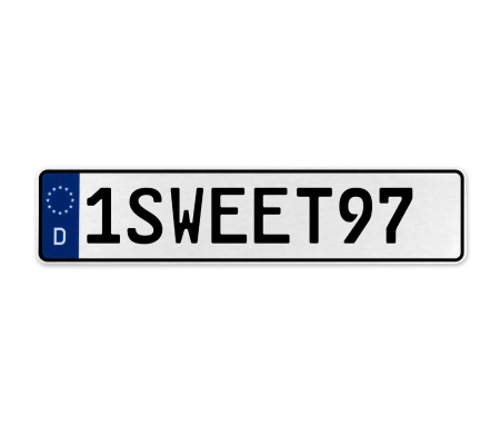 1SWEET97  - White Aluminum Street Sign Mancave Euro Plate Name Door Sign Wall
