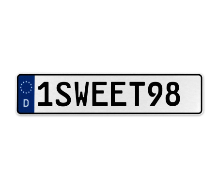 1SWEET98  - White Aluminum Street Sign Mancave Euro Plate Name Door Sign Wall