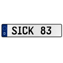 SICK 83  - White Aluminum Street Sign Mancave Euro Plate Name Door Sign Wall