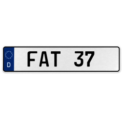 FAT 37  - White Aluminum Street Sign Mancave Euro Plate Name Door Sign Wall Art