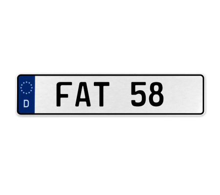 FAT 58  - White Aluminum Street Sign Mancave Euro Plate Name Door Sign Wall Art