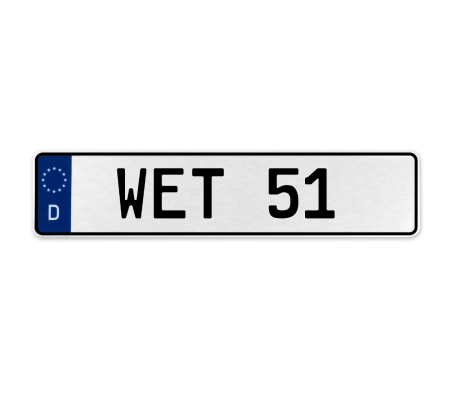 WET 51  - White Aluminum Street Sign Mancave Euro Plate Name Door Sign Wall Art