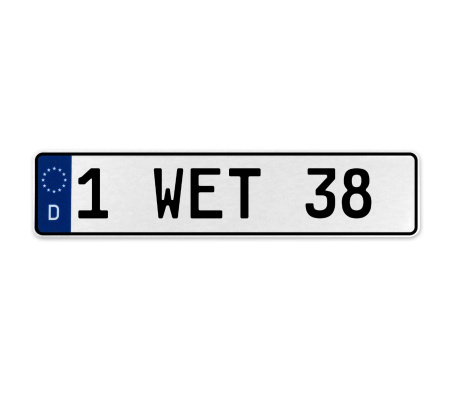 1 WET 38  - White Aluminum Street Sign Mancave Euro Plate Name Door Sign Wall