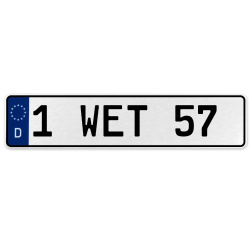 1 WET 57  - White Aluminum Street Sign Mancave Euro Plate Name Door Sign Wall