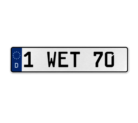 1 WET 70  - White Aluminum Street Sign Mancave Euro Plate Name Door Sign Wall