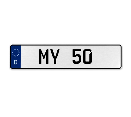 MY 50  - White Aluminum Street Sign Mancave Euro Plate Name Door Sign Wall Art