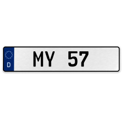 MY 57  - White Aluminum Street Sign Mancave Euro Plate Name Door Sign Wall Art