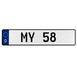 MY 58  - White Aluminum Street Sign Mancave Euro Plate Name Door Sign Wall Art