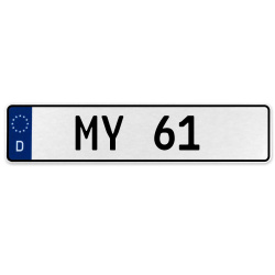 MY 61  - White Aluminum Street Sign Mancave Euro Plate Name Door Sign Wall Art
