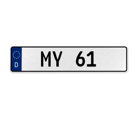 MY 61  - White Aluminum Street Sign Mancave Euro Plate Name Door Sign Wall Art