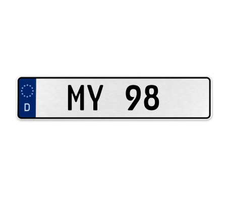 MY 98  - White Aluminum Street Sign Mancave Euro Plate Name Door Sign Wall Art