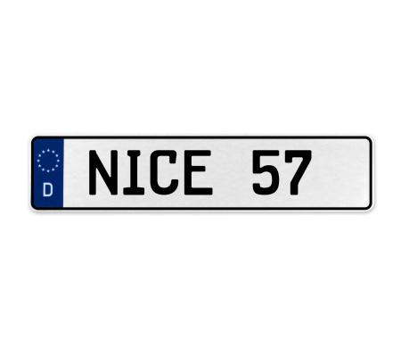 NICE 57  - White Aluminum Street Sign Mancave Euro Plate Name Door Sign Wall