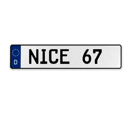 NICE 67  - White Aluminum Street Sign Mancave Euro Plate Name Door Sign Wall